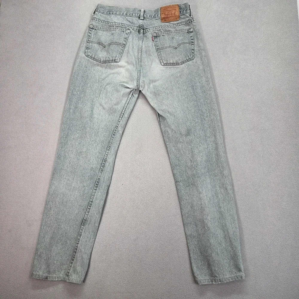 Vintage Levis 501 Jeans Mens Gray Wash Made USA‎ Button Stained 90s Fits 29x29